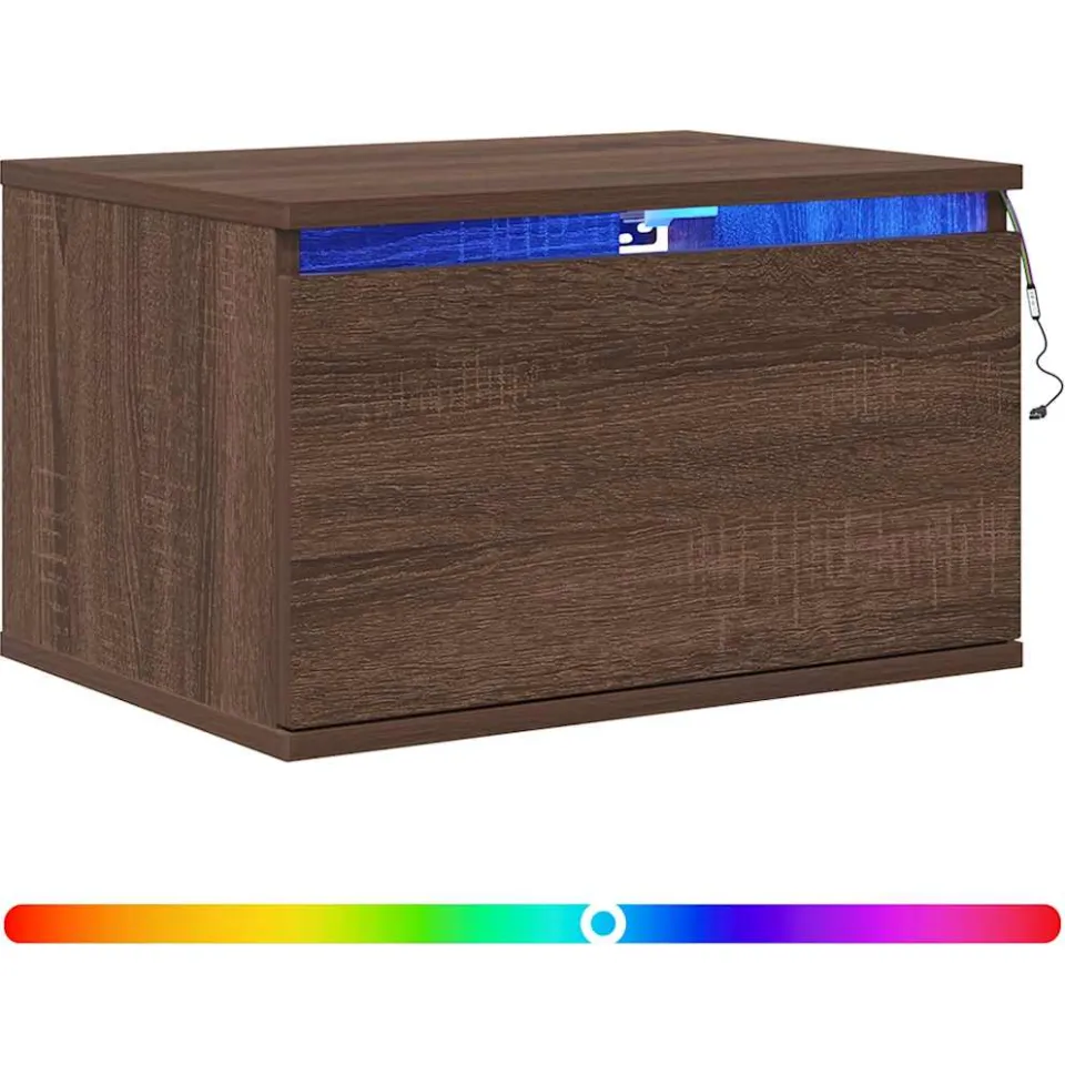 vidaXL Nachtkastje met LED's wandgemonteerd bruin eikenkleur, foto 4