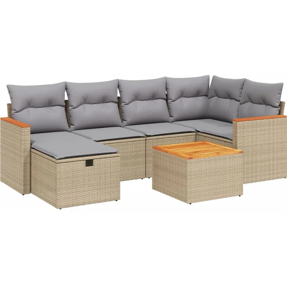 vidaXL Patio Sofa Set 6 st 6-zits Beige en Grijs, foto 3