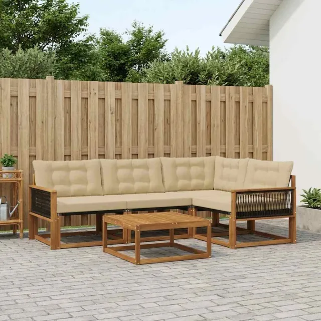 vidaXL Buiten bankenset 5 st 4-zits Natuurlijk en Beige