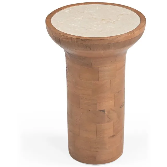 Starfurn Bijzettafel Zoë - Rond Naturel/Travertin - 30x33x50cm