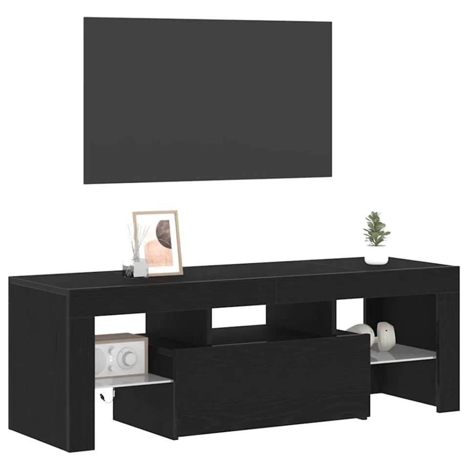 vidaXL TV-kast 120 x 35 x 40 cm Zwart Eiken Bewerkt hout