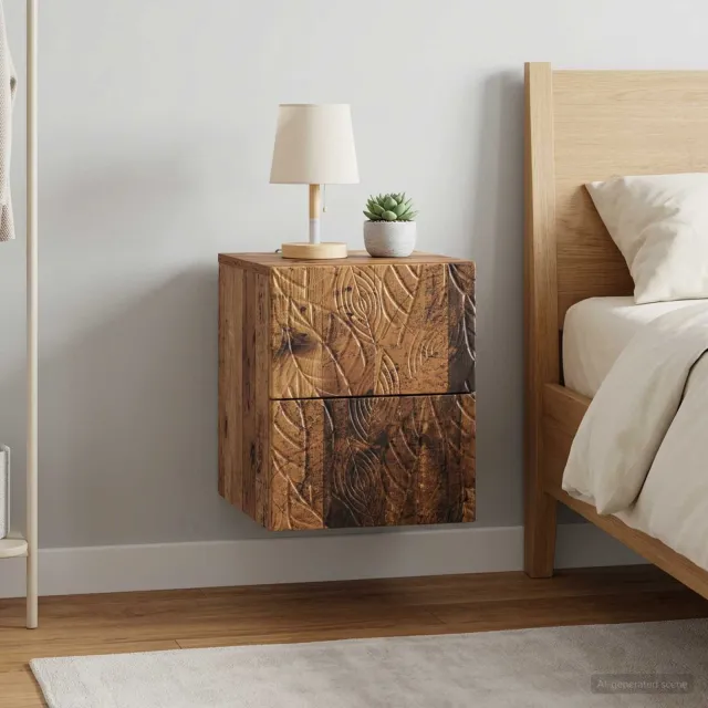vidaXL Wandbeugel Bedkast 2 st Oud hout 34,5 x 33 x 40 cm Bewerkt hout bruin, foto 2