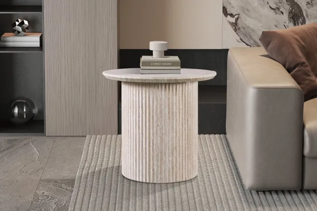 Rousseau Salontafel Lagos - Ø50x46cm - Travertin Beige