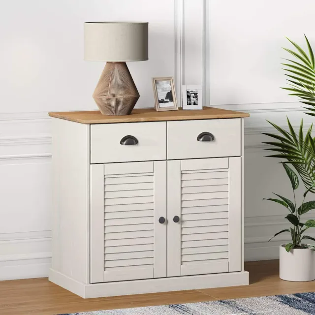 vidaXL Dressoir met lades VIGO 78x40x75 cm massief grenenhout wit