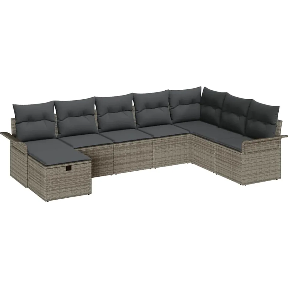 vidaXL Tuin Sofa Set 8 st Poly riet Grijs