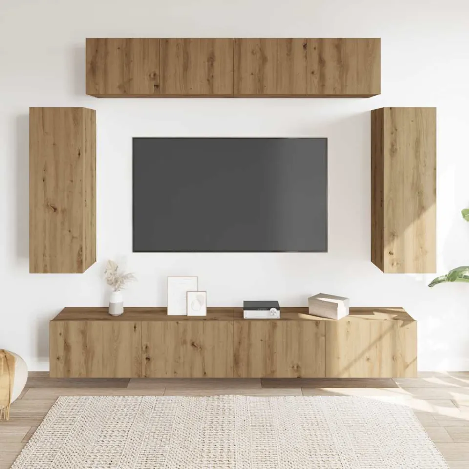 vidaXL 6-delig Tv-meubelset wandmontage bewerkt hout artisanaal eiken, foto 2