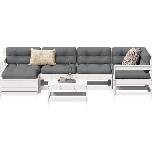 vidaXL 7-delige Loungeset massief grenenhout wit, foto 2