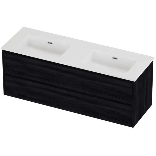 Proline Tribute Badmeubelset Porselein Elegant Dubbel 140x46x54 cm Glans Wit Black Oak Eiken