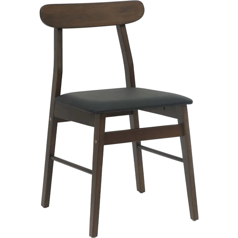 vidaXL Eetkamerstoel 2 st Massief Rubberhout Donkerbruin en Zwart, foto 4