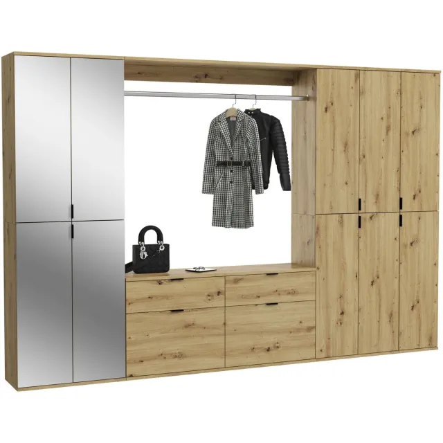 xonox Kledingkast Projekt X Emob - Artisan Oak - 273x193x34 Cm - Spiegel Bruin