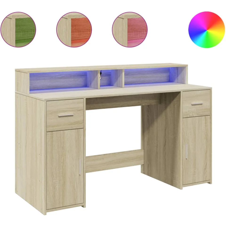 vidaXL Desk Sonoma Eiken 140 x 55 x 91 cm Engineered Wood, foto 3