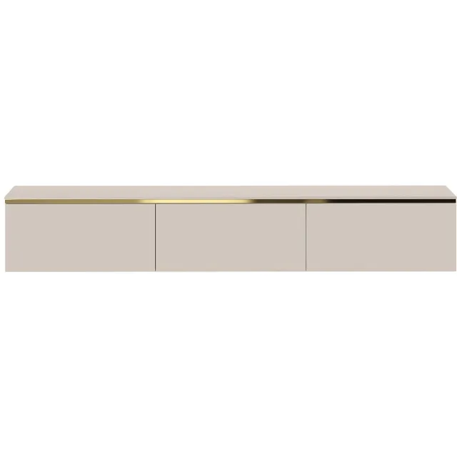 Vente-unique Zwevend tv-meubel met 3 deuren - Beige en goud - VUKIA