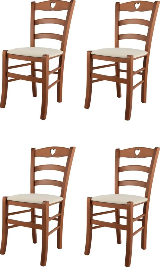 t m c s Tommychairs Cuore - Eetkamerstoelen - Set van 4 - Kersenhout - Stof
