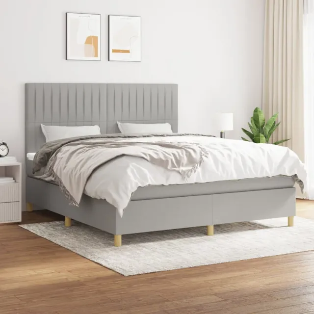 vidaXL Boxspring met matras stof lichtgrijs 160x200 cm grijs