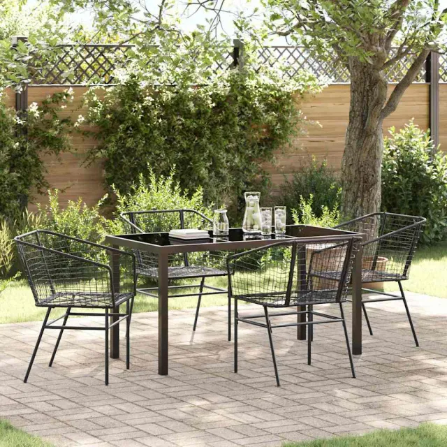vidaXL Tuin eettafelset 5 st Zwart poly rattan