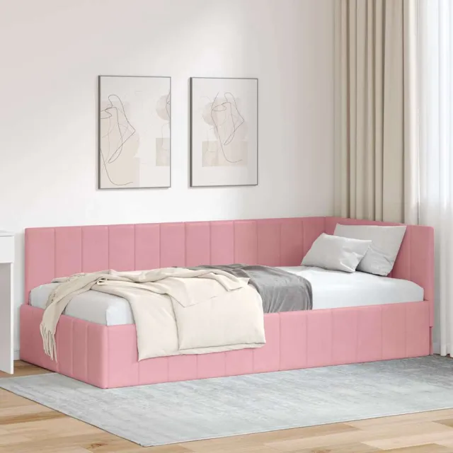 vidaXL Hoekbedframe Roze 90 x 200 cm fluweel