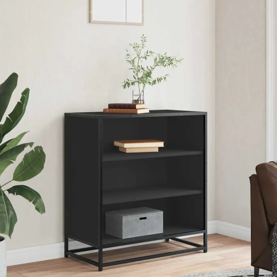 vidaXL Dressoir 68x35x76 cm bewerkt hout en metaal zwart, foto 2