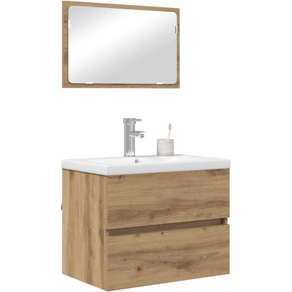 vidaXL Badkamermeubelset 3 st Artisan Eiken Bewerkt hout Bruin