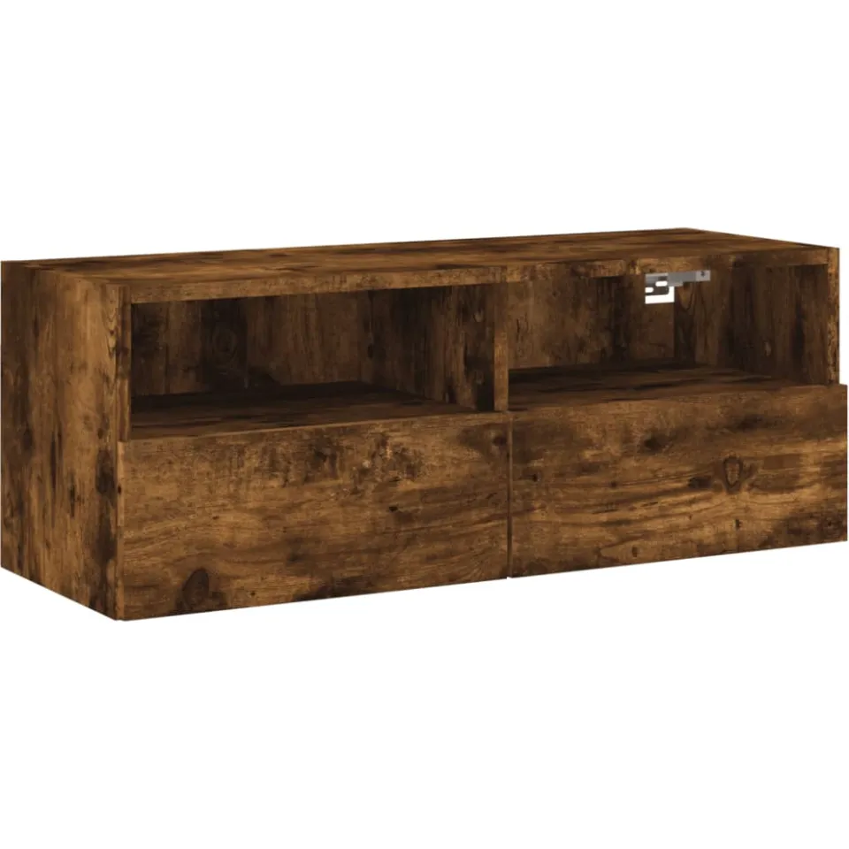 vidaXL Tv-wandmeubel 80x30x30 cm bewerkt hout gerookt eikenkleurig Bruin