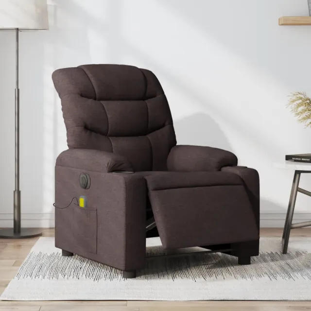 vidaXL Massagestoel elektrisch verstelbaar stof donkerbruin