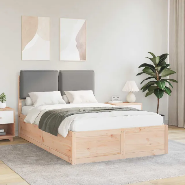 vidaXL Bedframe met Gevoerd Hoofdgedeelte Lichtgrijs 120 x 200 cm