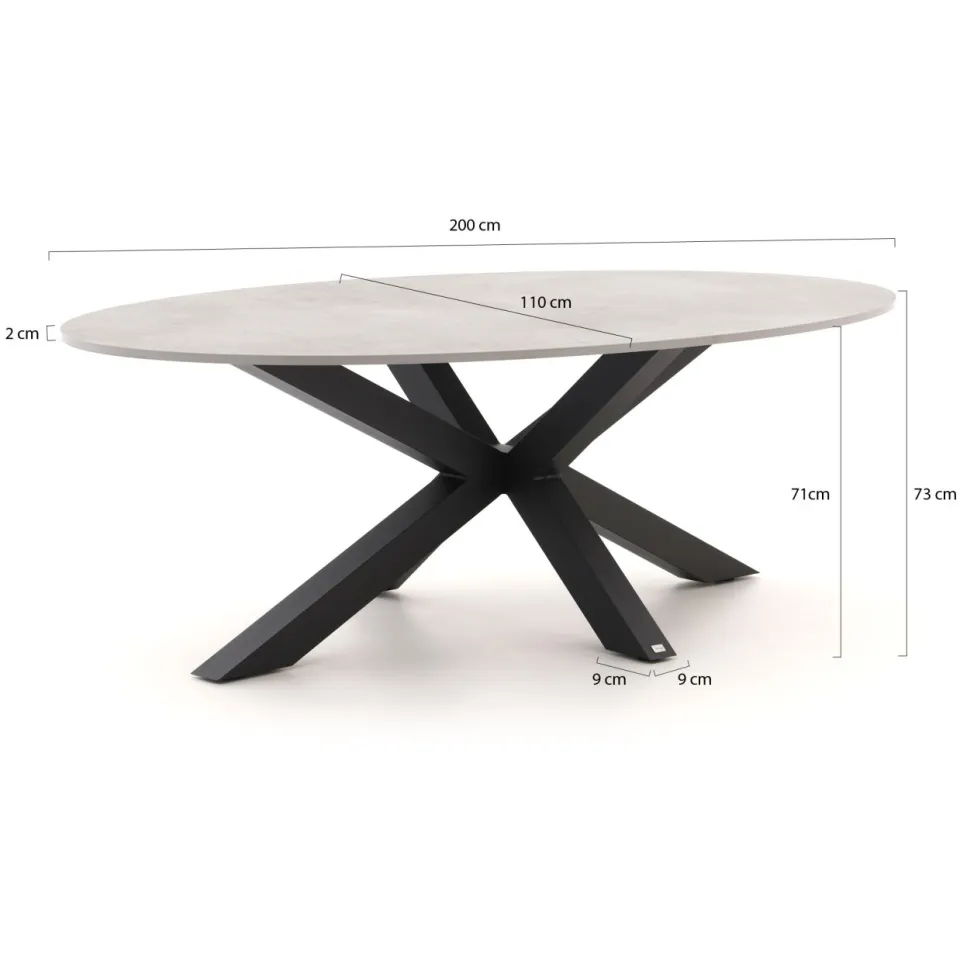 Bellagio tuinmeubelen Bellagio Induno Ellips dining tuintafel 200x110cm grijs, foto 2