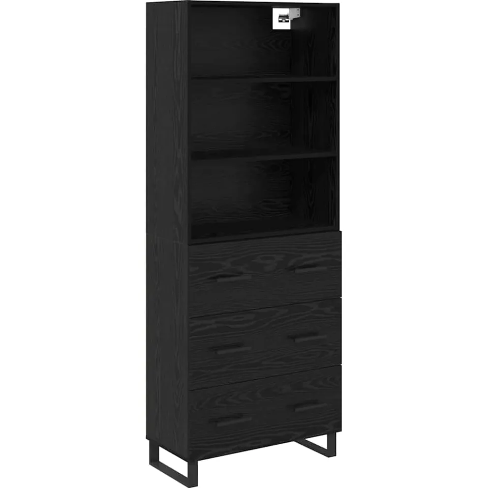 vidaXL Hoge kast 2 st Zwart Eiken 69,5 x 34 x 180 cm, foto 3