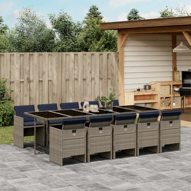 vidaXL 11-delige tuinset met kussens, grijs polyrotan, foto 2