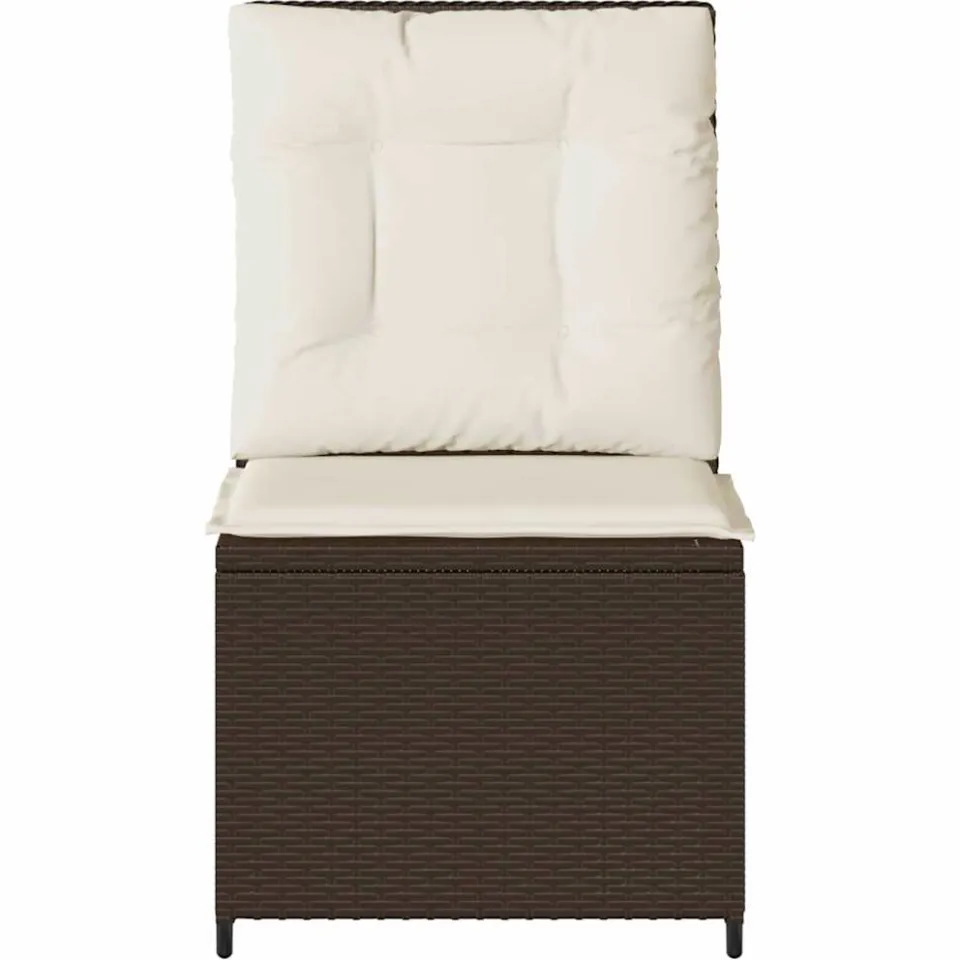 vidaXL Tuinbank Bruin en Crème Wit poly rattan, foto 3