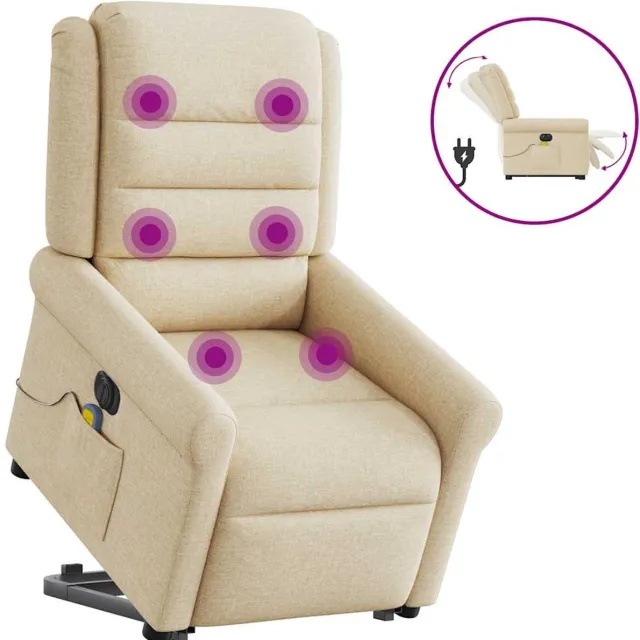 vidaXL Sta-op-massagestoel - elektrisch - verstelbaar - stof - crèmekleurig