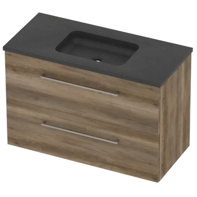 Basic-Line Rocky 46 Badmeubelset Hardsteen Midden 100x46x62 cm Scotch Oak Blue Stone Grijs