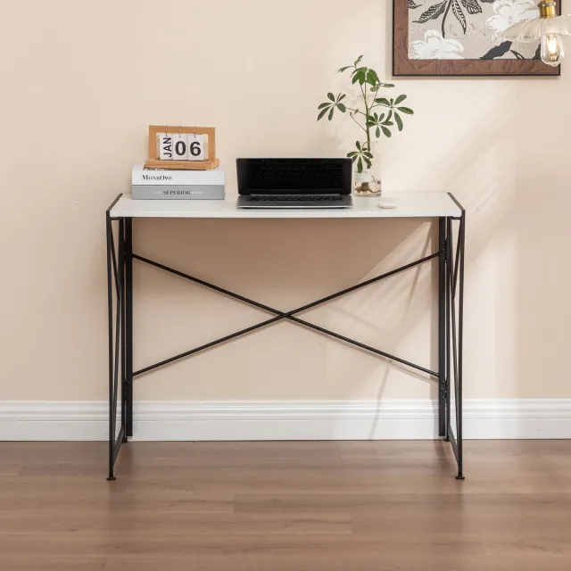 REDOM Bureau - Inklapbaar En Ruimtebesparend - Voor Thuiskantoor - MDF En Metaal - Wit - 99 X 50 X 75 Cm