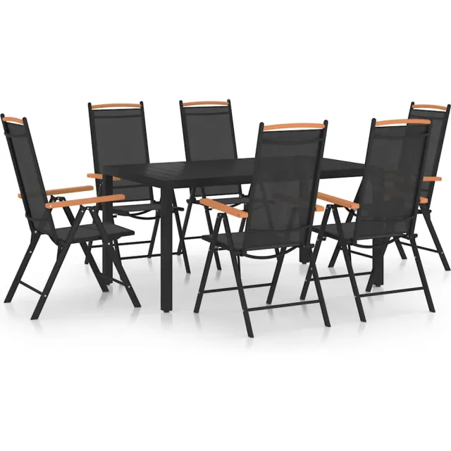 vidaXL 7-delige Tuinset aluminium zwart, foto 2