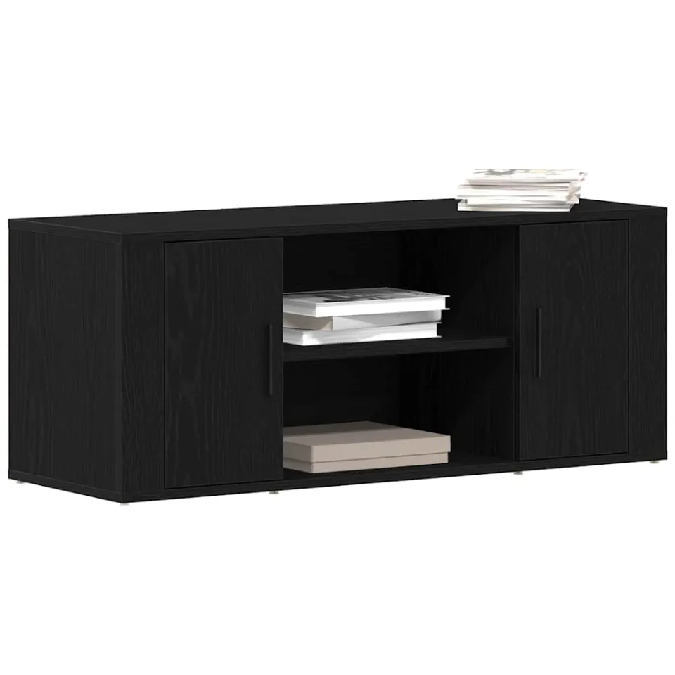 vidaXL TV-kast 100 x 35 x 40 cm Zwart eiken Bewerkt hout