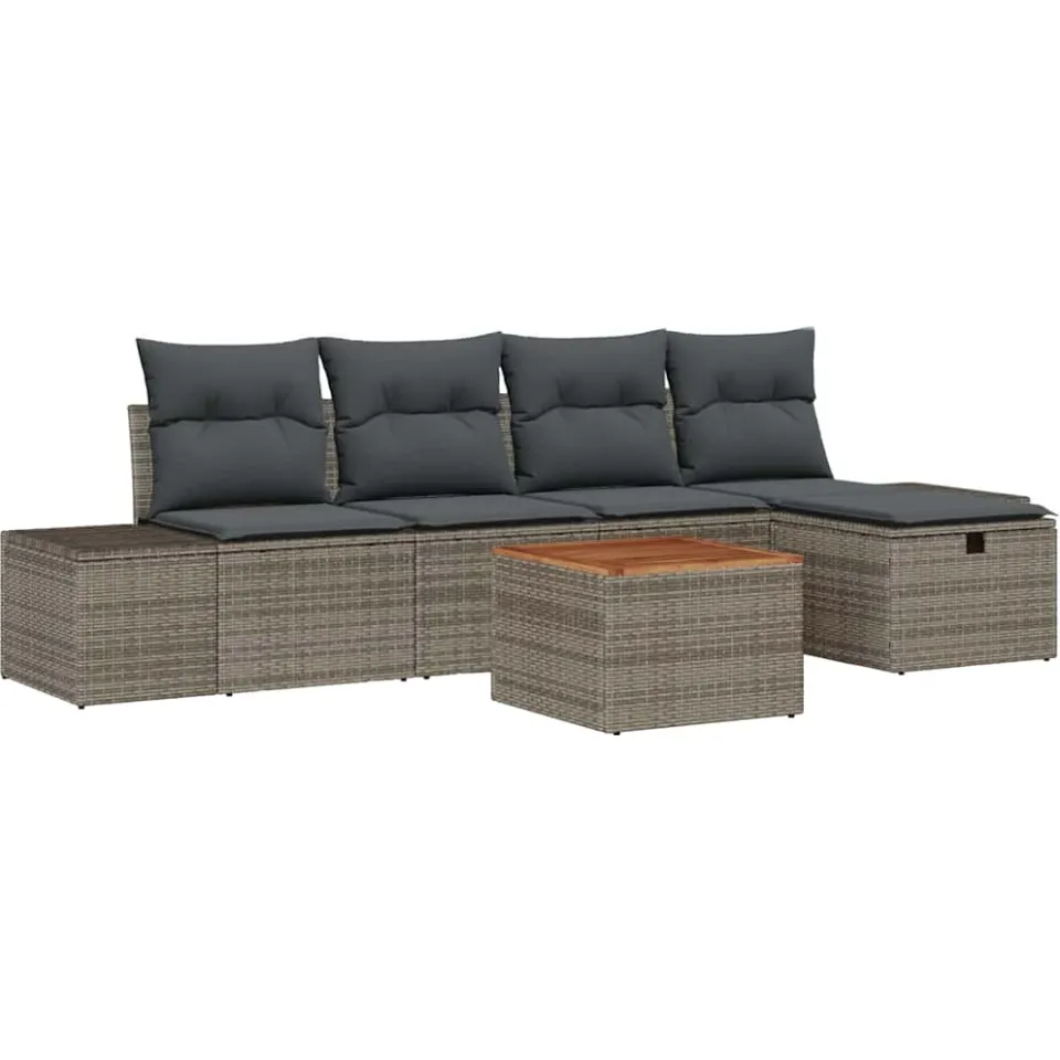 vidaXL Tuinbankenset 6 st Grijs Poly riet