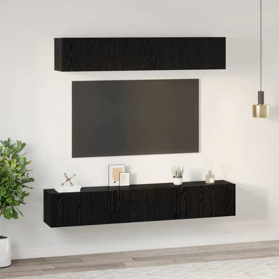 vidaXL Tv-meubelset 5 st Zwart Eiken Bewerkt hout, foto 4