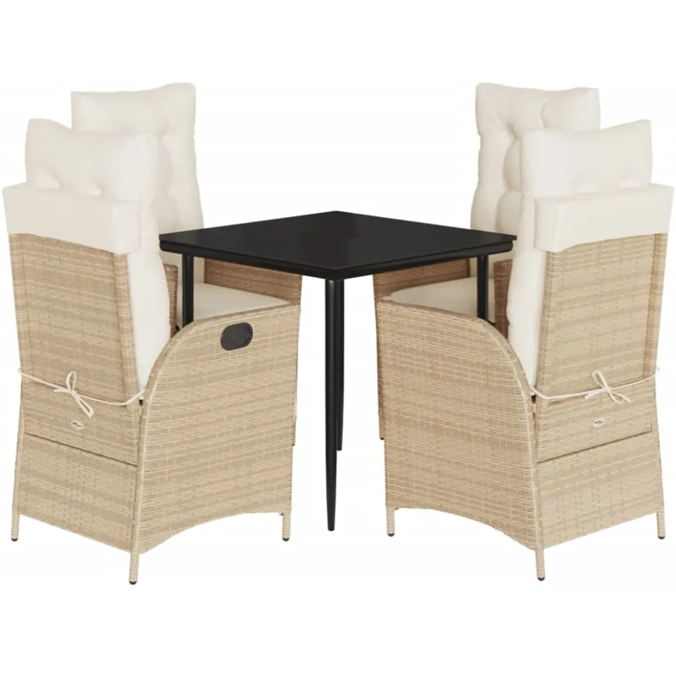 vidaXL 5-delige Tuinset met kussens poly rattan beige, foto 3