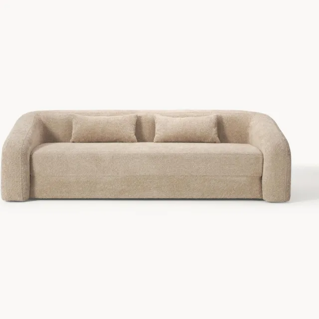 Westwing Collection Slaapbank Eliot (3-zits) uit teddy-bouclé Beige