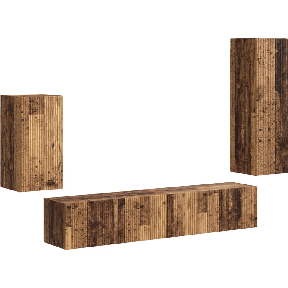 vidaXL Tv-meubelset 4 st 31 x 30 x 100 cm Oudhout bruin, foto 3