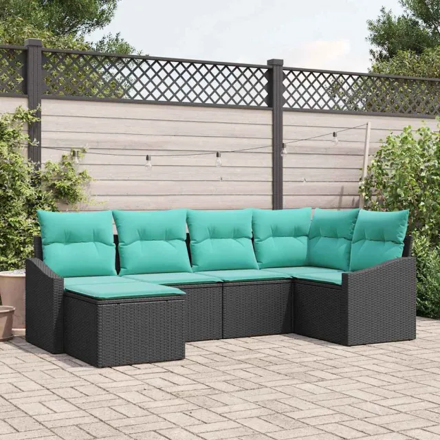 vidaXL Bankstel 6 st Zwart poly rattan, foto 2