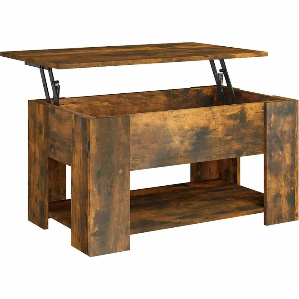 vidaXL Salontafel 79x49x41 cm bewerkt hout gerookt eikenkleurig, foto 3