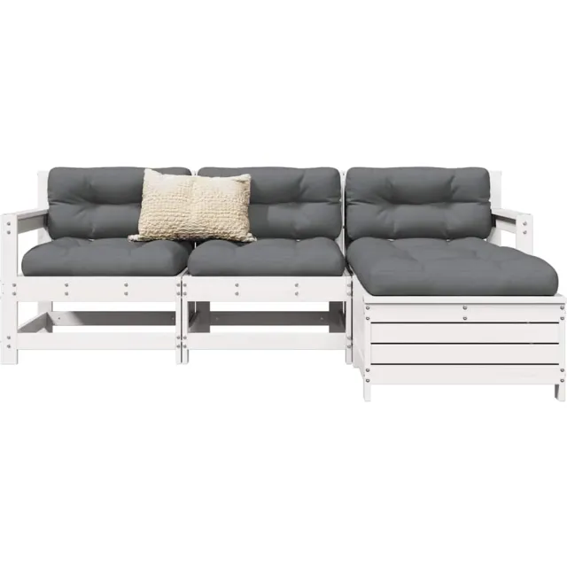 vidaXL 4-delige Loungeset massief grenenhout wit, foto 2