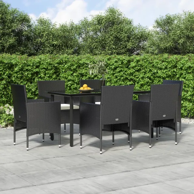 vidaXL 7-delige Tuinset met kussens zwart, foto 2