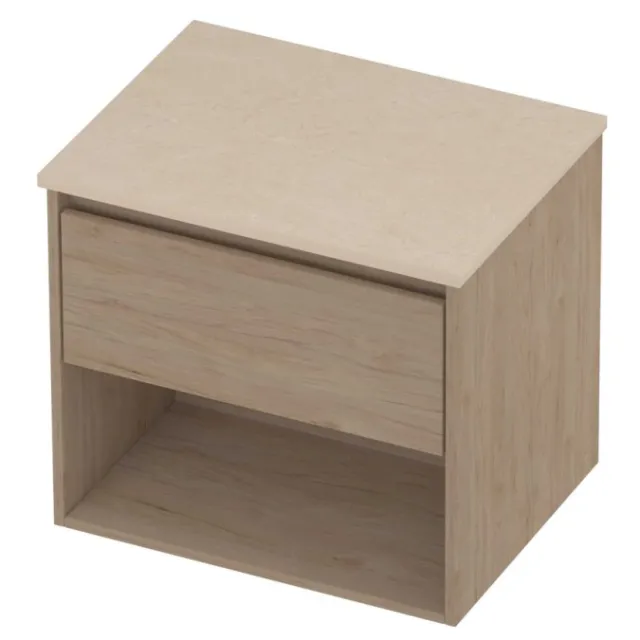 Proline Deck Badmeubelset Hardsteen Met Schap 60x46x55 cm Sand Stone Ideal Oak Eiken