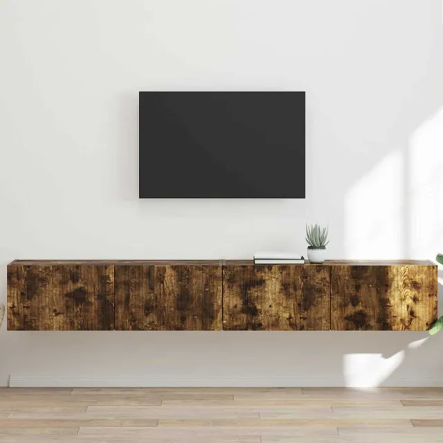 vidaXL TV Wandkast 2 st Gerookt eiken Bewerkt hout Bruin