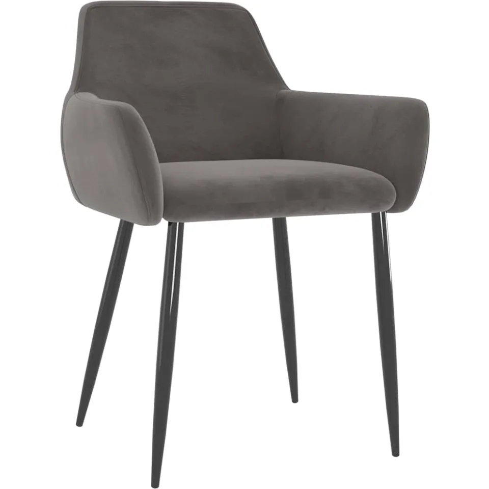 vidaXL Eetkamerstoelen 2 st fluweel donkergrijs grijs, foto 2