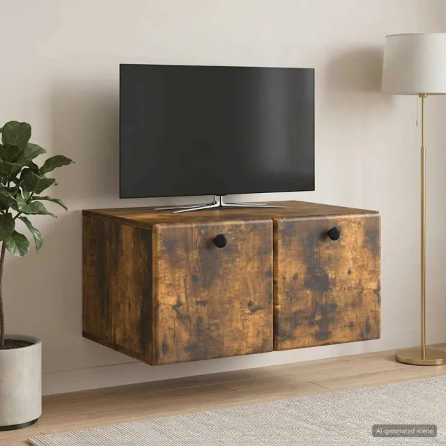 vidaXL Wandbeugel TV-kast 59,5 x 41 x 30 cm Gerookt eiken Bewerkt hout Bruin