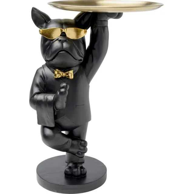 Kare Bijzettafel Cool Bulldog Tray Black 34x55cm Zwart