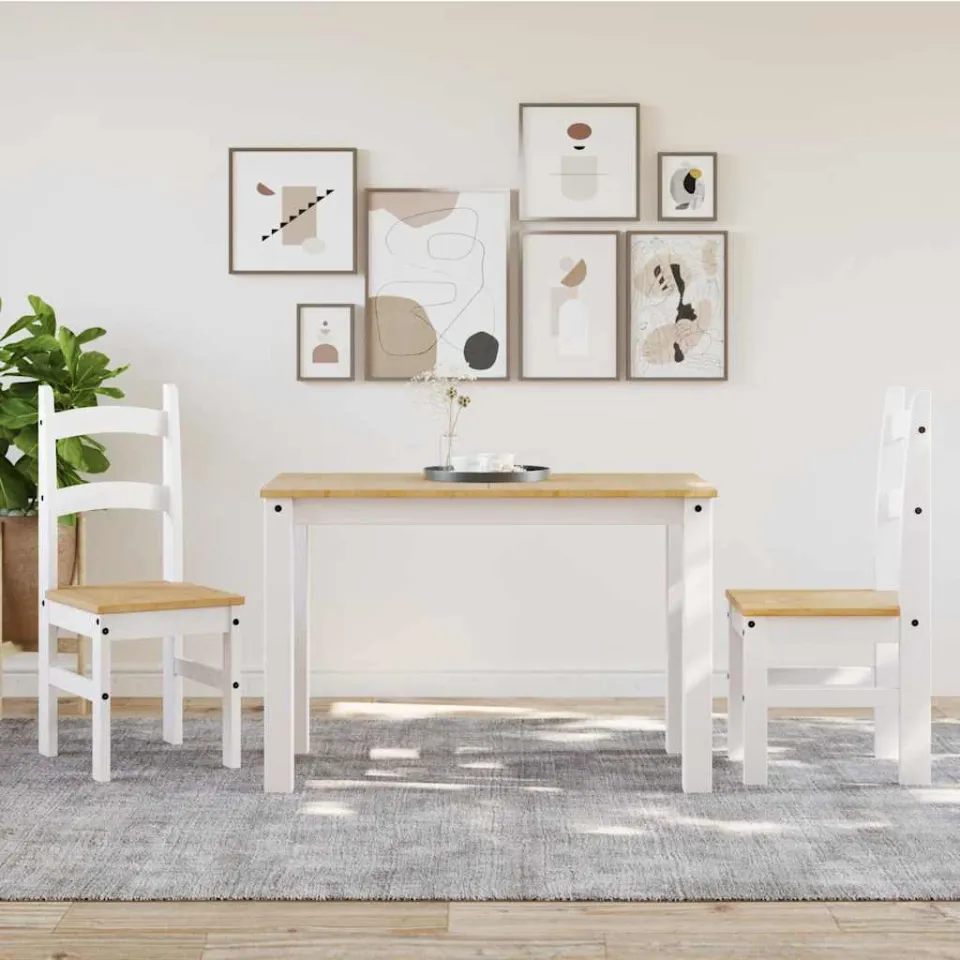 vidaXL Eetkamerstoelen 2 st 40x46x99 cm massief grenenhout wit, foto 3