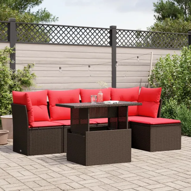 vidaXL 6-delige tuinbankset met kussens, bruin polyrotan, foto 2